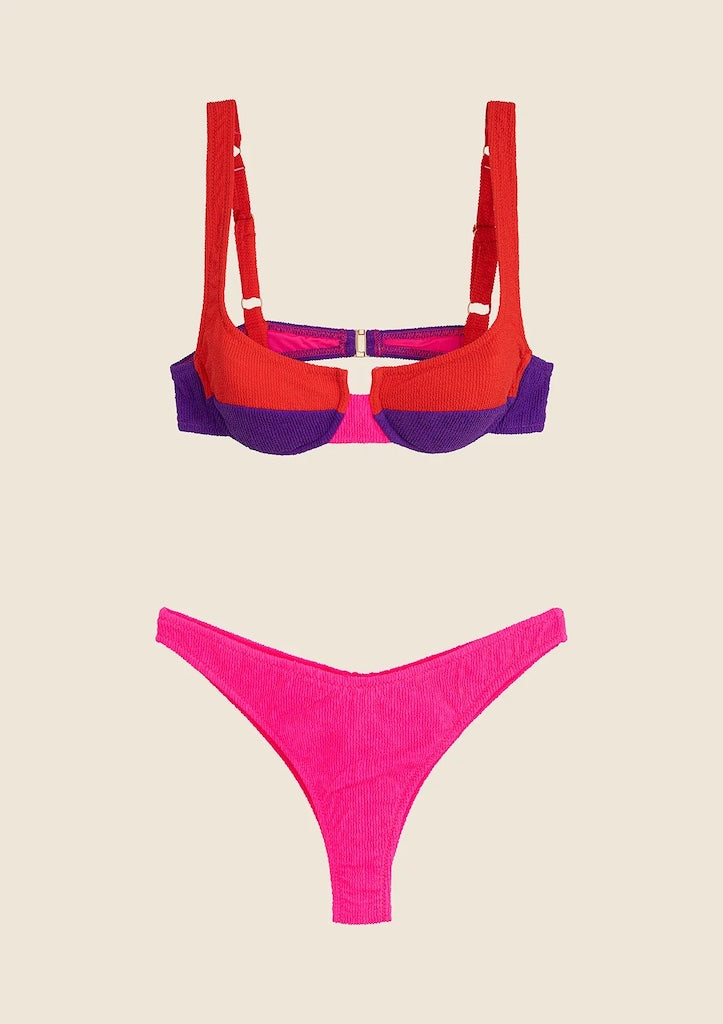 Bikini Donna Me Fui Reggiseno con Ferretto e Slip Americano Fisso Color Block 0502RD