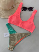 Bikini Donna Me Fui Top con Slip Americano Fisso Color Block 0503CR