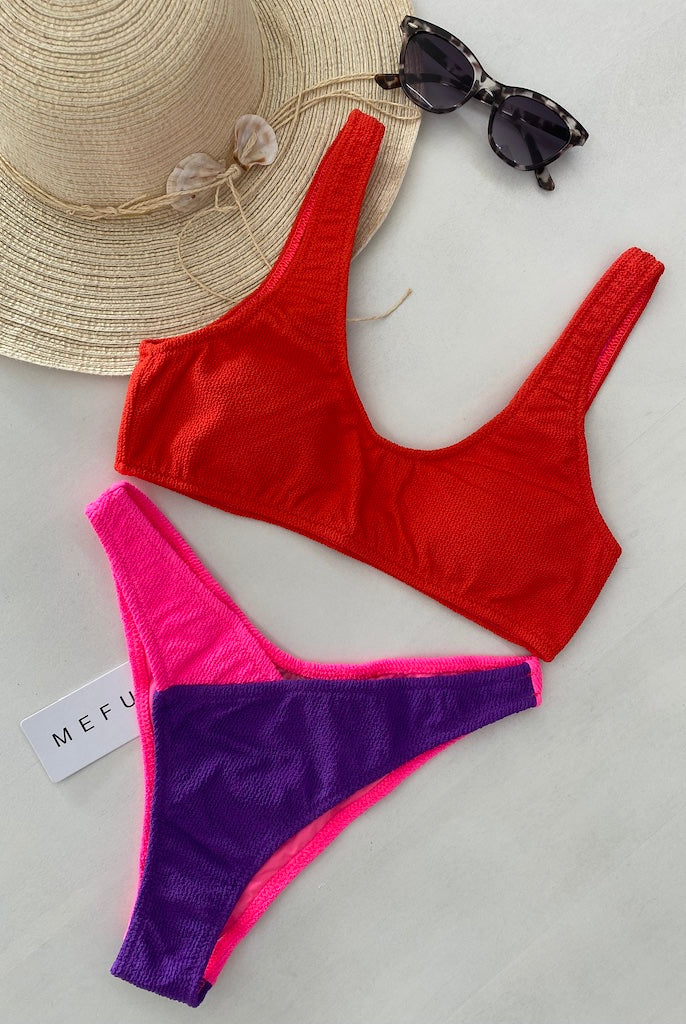 Bikini Donna Me Fui Top con Slip Americano Fisso Color Block 0503RD