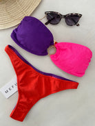 Bikini Donna Me Fui Fascia con Slip Fisso Color Block 0501RD