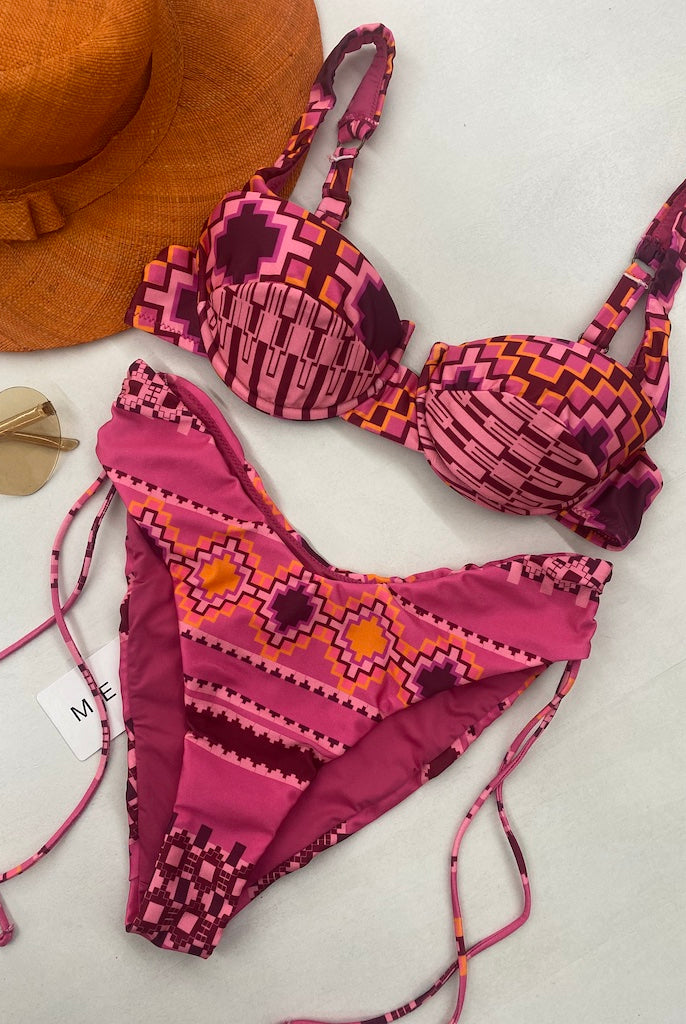 Bikini Donna Me Fui Reggiseno con Ferretto e Slip Americano Coprente Fantasia 0641X30