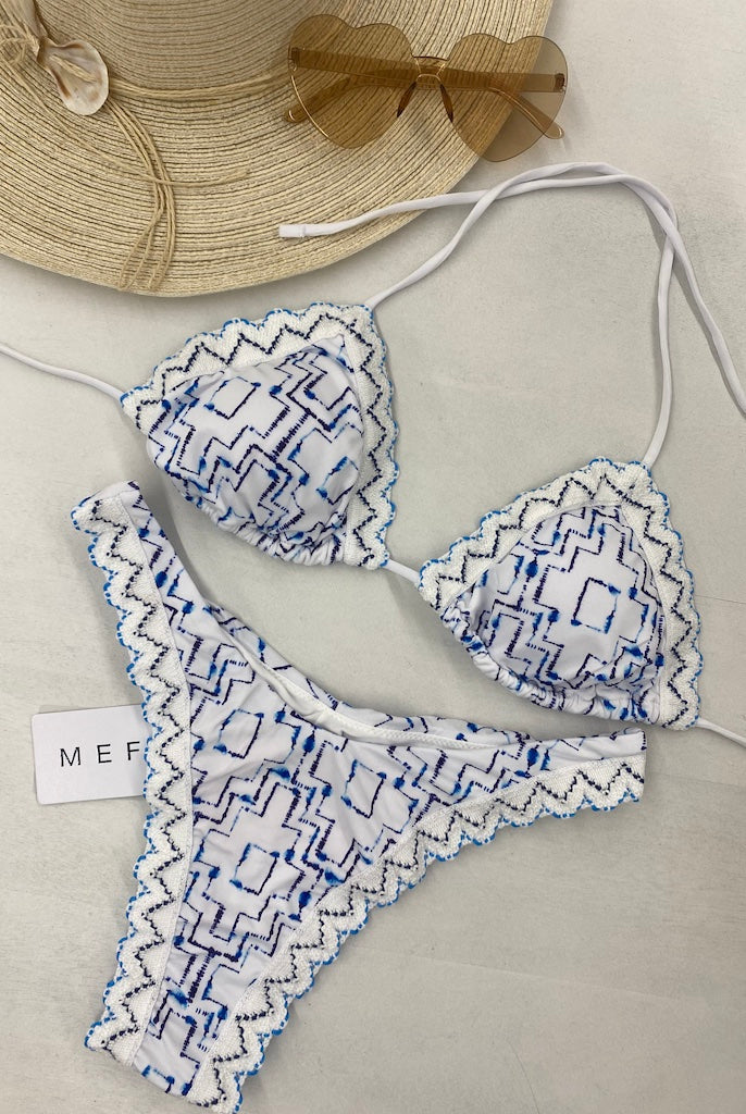 Bikini Donna Me Fui Triangolo con Slip Americano Fisso Fantasia 0010X01