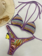 Bikini Donna F**K Triangolo con Slip Americano Fisso Fantasia 0910X07