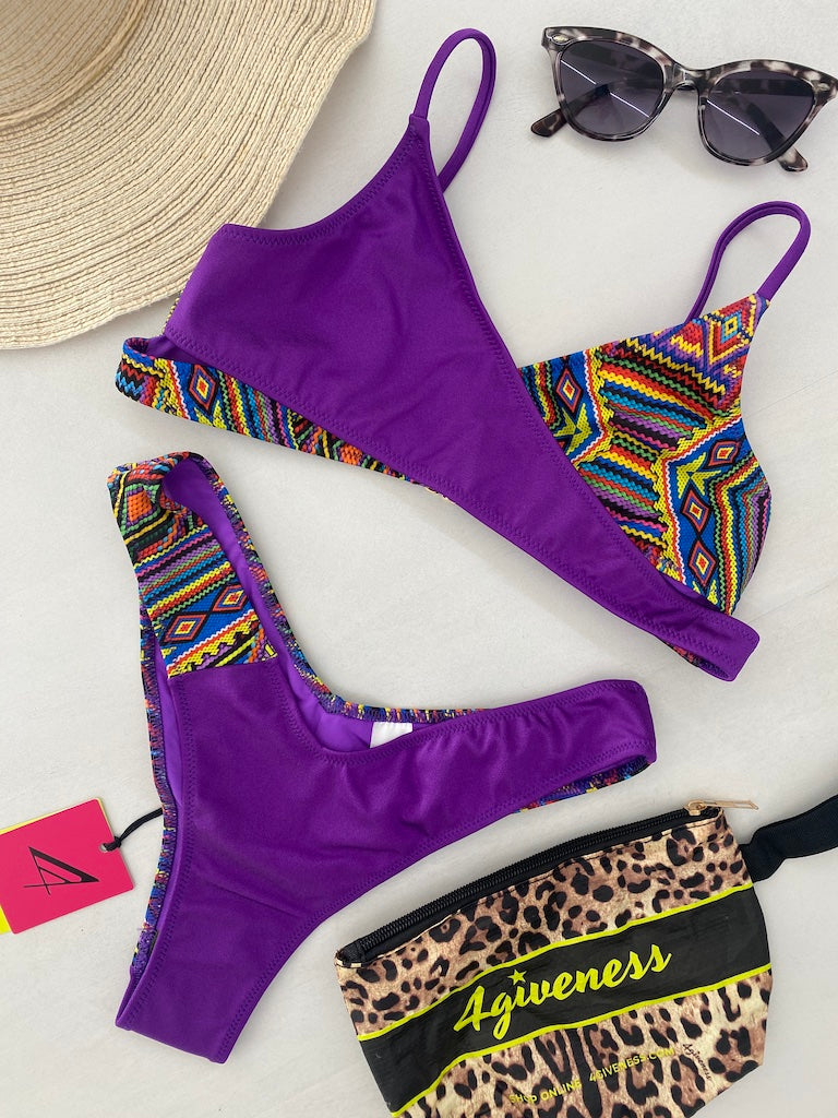 Bikini Donna 4Giveness Top Incrocio e Slip V Fantasia 5017