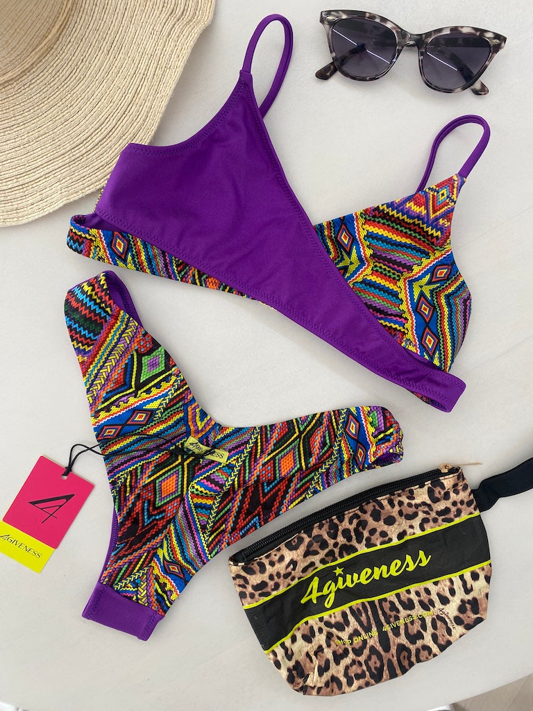 Bikini Donna 4Giveness Top Incrocio e Slip V Fantasia 5017