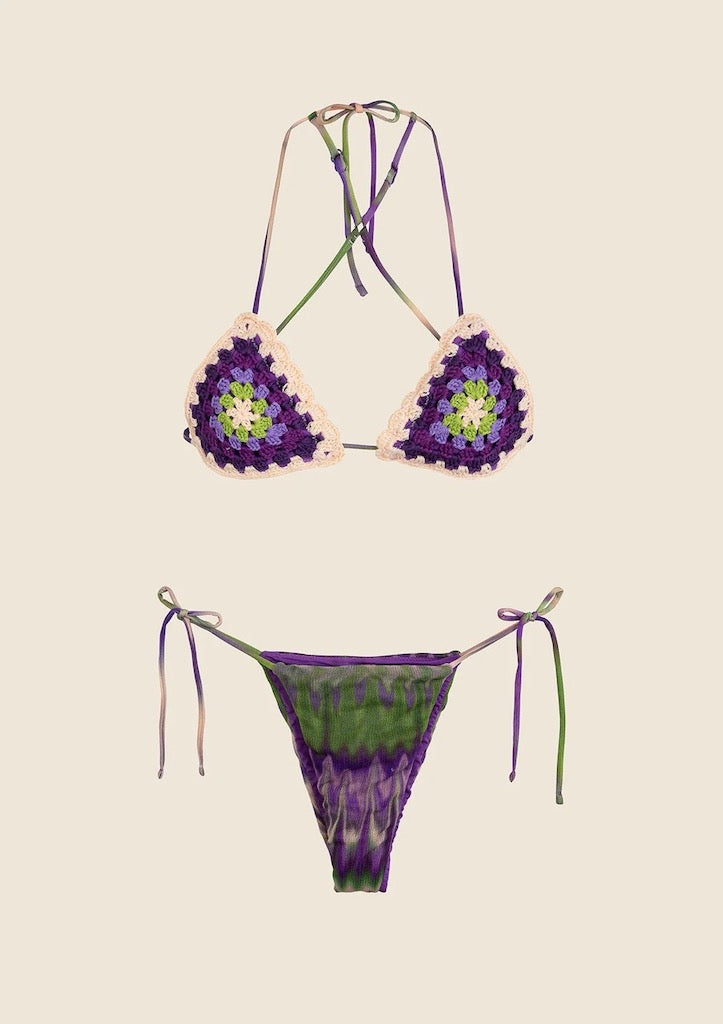 Bikini Donna Me Fui Triangolo con Slip Americano Regolabile Fantasia 0420X20