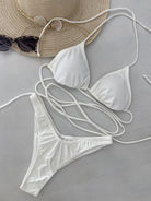 Bikini Donna F**K Triangolo con Slip Americano Fisso Bianco 1141WH