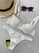 Bikini Donna F**K Reggiseno con Ferretto e Slip Americano Fisso Bianco 1142-WH