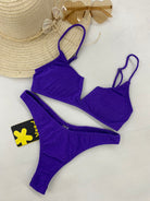 Bikini Donna F**K Top con Ferretto e Slip Americano Fisso Viola 1143PR