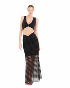 Gonna Lunga Cotazur in Maglia a Rete Lurex Nero GOCA0004