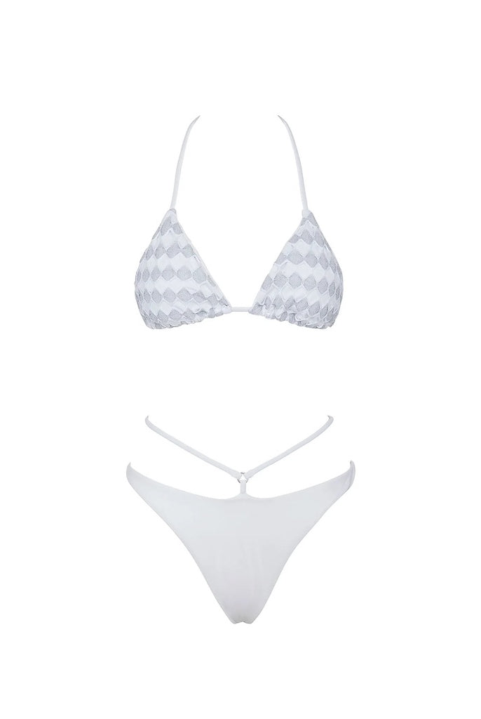 Bikini Triangolo Cotazur in Maglia a Rete Lurex Bianco BKCA0001