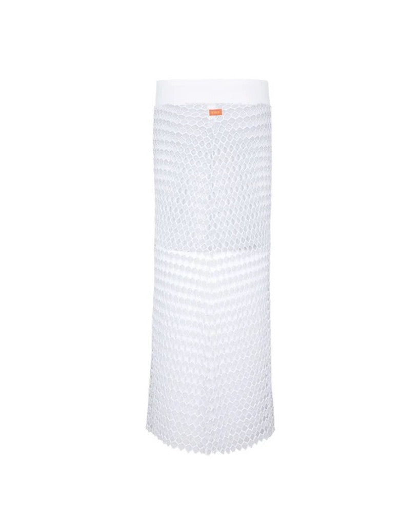 Gonna Lunga Cotazur in Maglia a Rete Lurex Bianco GOCA0004