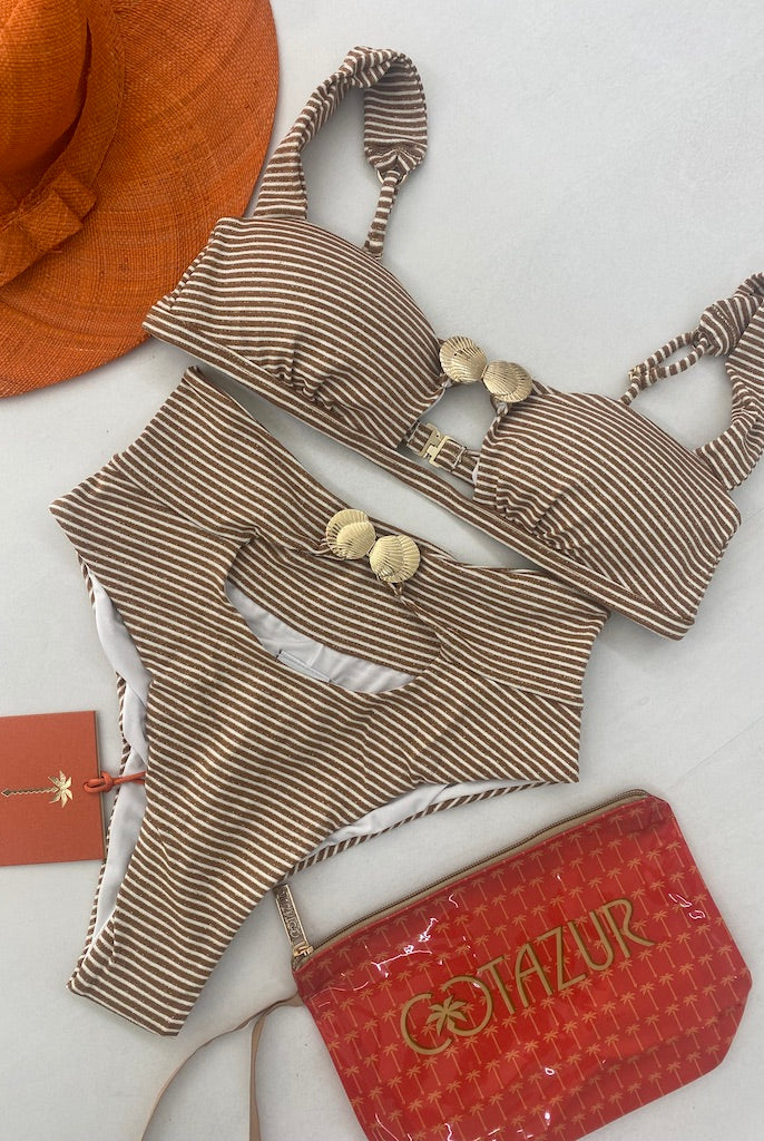 Bikini Bralette Cotazur con Dettaglio Conchiglia in Metallo Bronzo BKCA0044