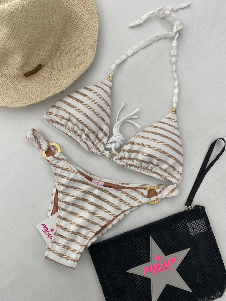 Bikini Donna Pin Up Stars Marina Gold Bianco PF024SG