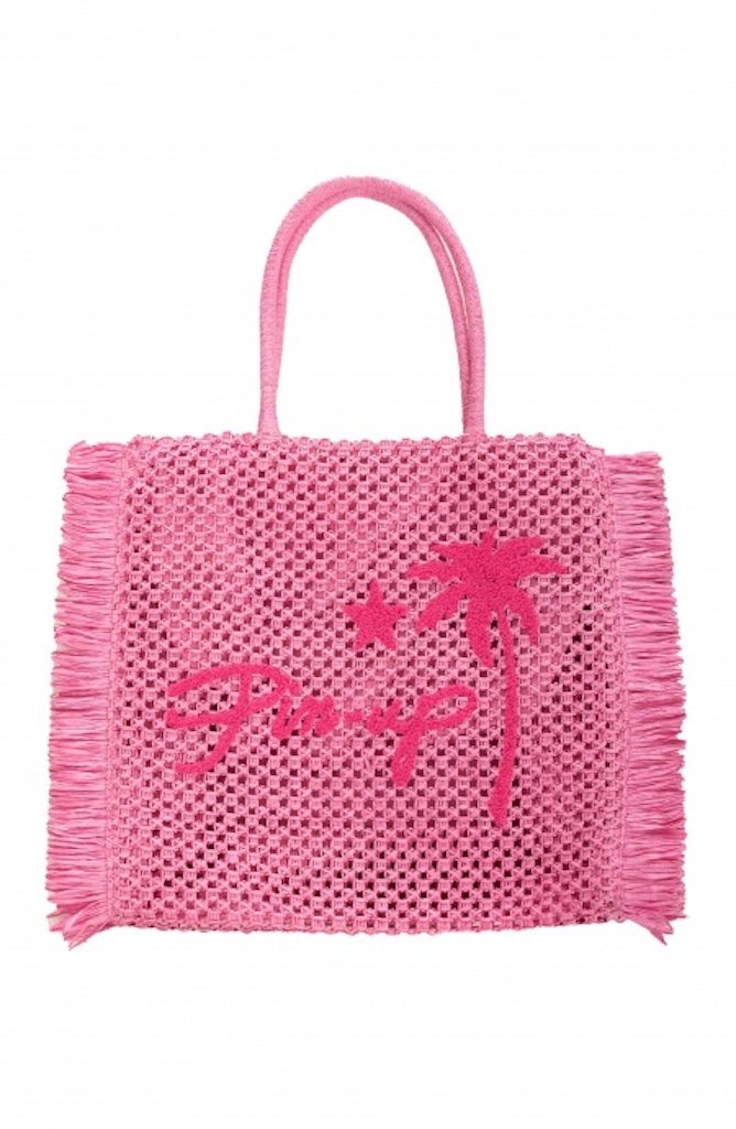 Borsa Shopper Rafia Ecologica Fucsia Pin Up Stars