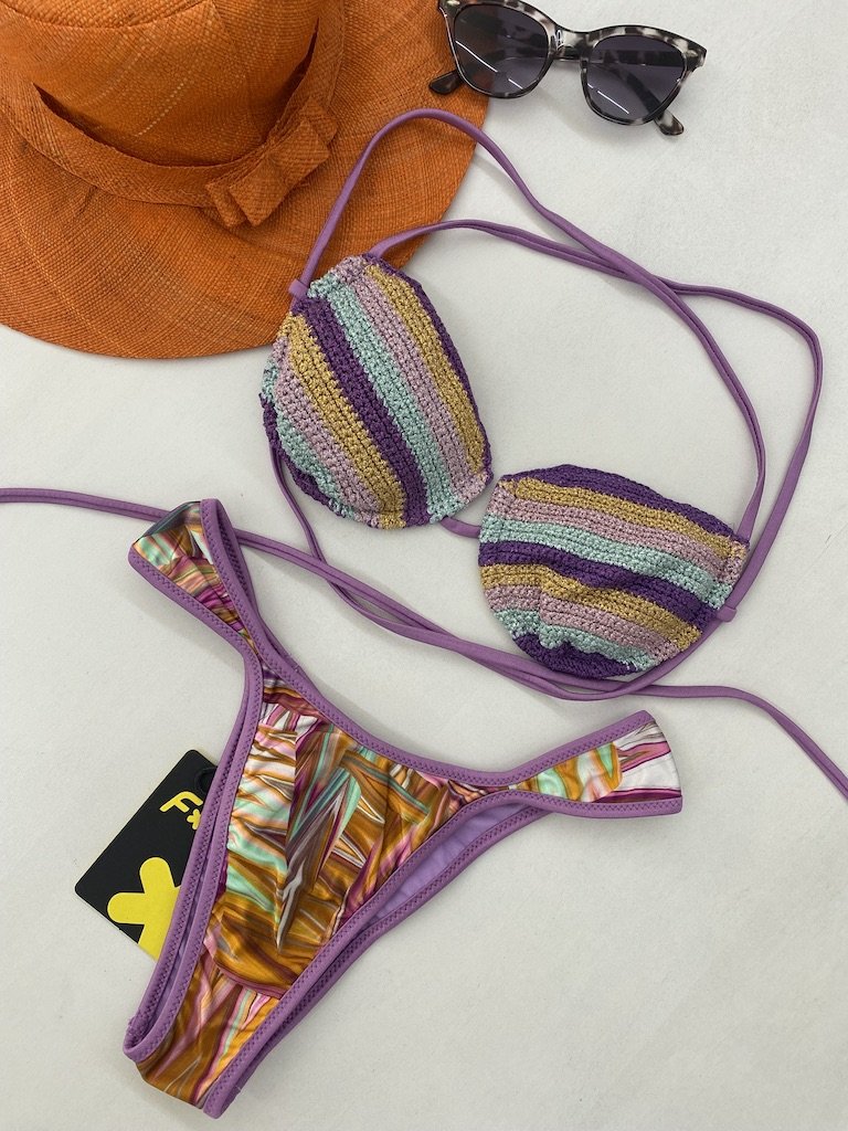 Bikini Donna F**K Reggiseno Ferretto con Slip Americano Fisso Fantasia 0911-X07