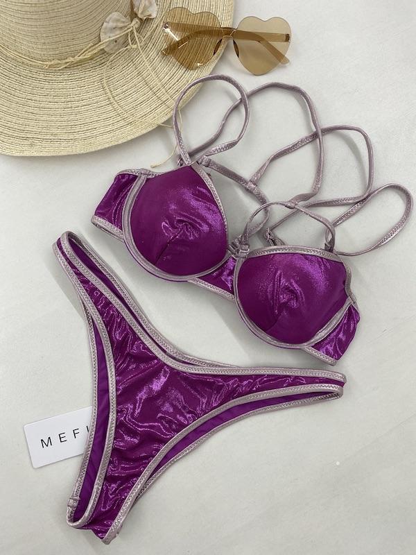 Bikini Donna Me Fui Reggiseno con Ferretto e Slip Americano Fisso Fucsia 0803_FX