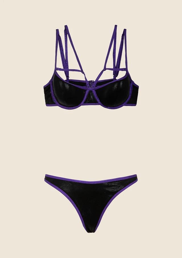 Bikini Donna Me Fui Reggiseno con Ferretto e Slip Americano Fisso Nero 0803_BK