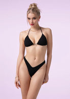Bikini Donna F**K Triangolo con Slip Americano Fisso Nero SWC010-BK