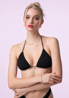 Bikini Donna F**K Triangolo con Slip Americano Fisso Nero SWC010-BK