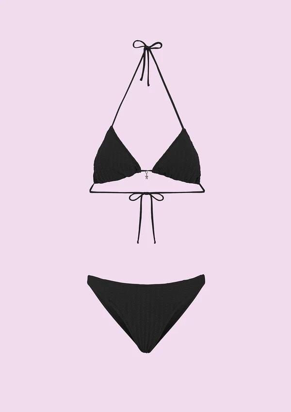 Bikini Donna F**K Triangolo con Slip Americano Fisso Nero SWC010-BK