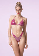 Bikini Donna F**K Triangolo con Slip Americano Fisso Fucsia SWC040-FX