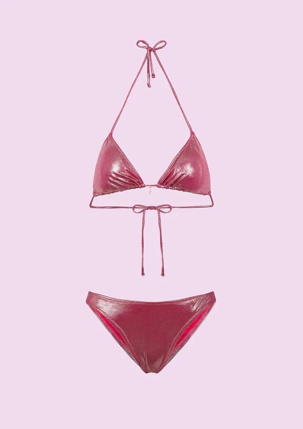 Bikini Donna F**K Triangolo con Slip Americano Fisso Fucsia SWC040-FX