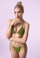 Bikini Donna F**K Triangolo con Slip Regolabile Verde SWC070-GN