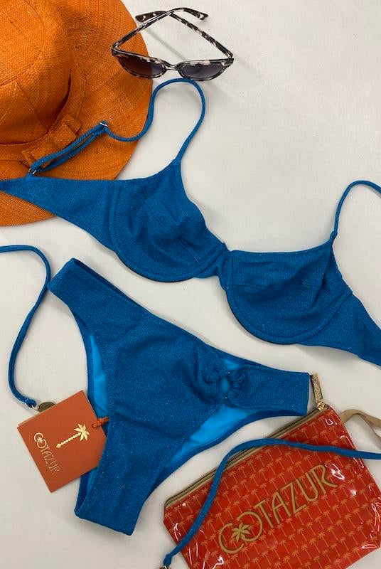 Bikini Balconcino Cotazur in Lurex Rigato Turchese BKCA0023