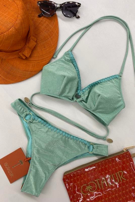 Bikini Donna Cotazur Bralette in Lurex Verde Acqua