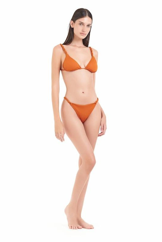 Bikini Donna Cotazur Triangolo con Dettaglio Torchon Tabacco