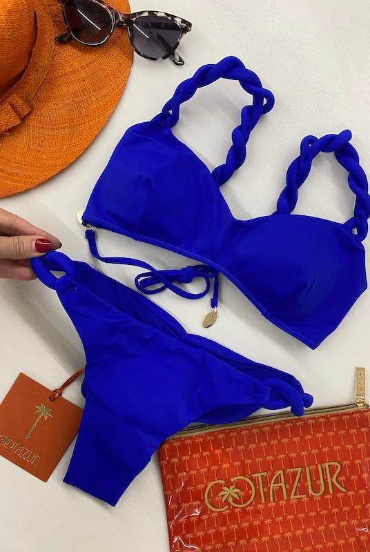 Bikini Donna Cotazur Bralette con Dettaglio Torchon Blu