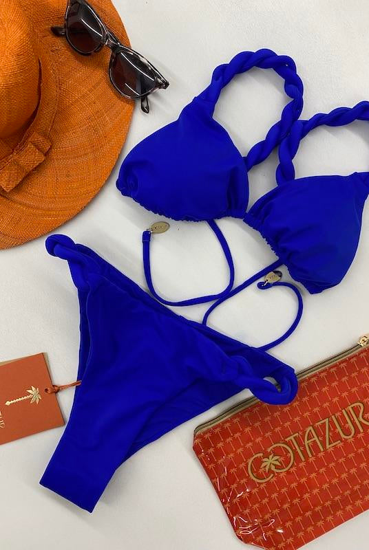 Bikini Donna Cotazur Triangolo con Dettaglio Torchon Blu
