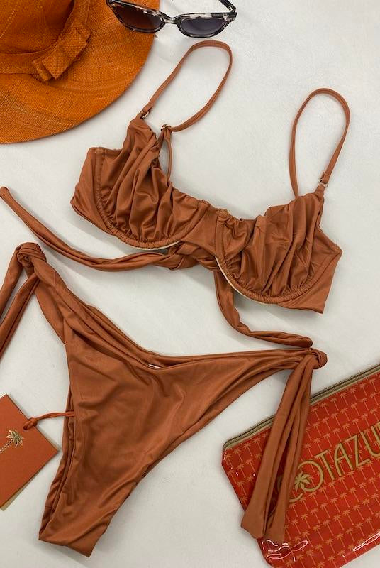 Bikini Donna Cotazur Balconcino in Microfibra Ruggine