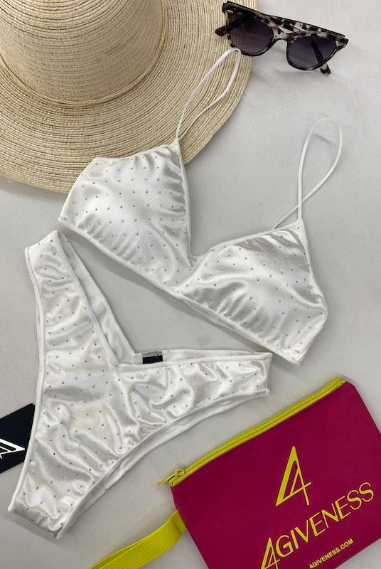 Bikini Donna 4Giveness Top cristall strass Bianco