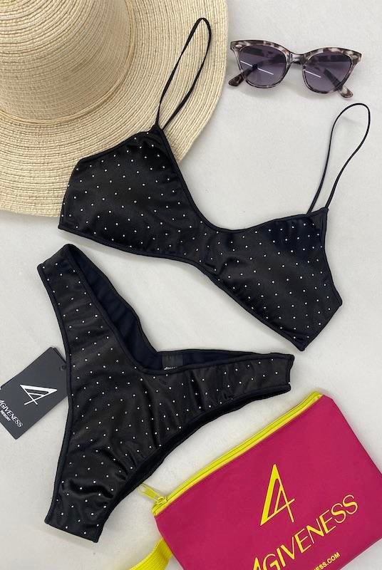 Bikini Donna 4Giveness Top cristall strass Nero