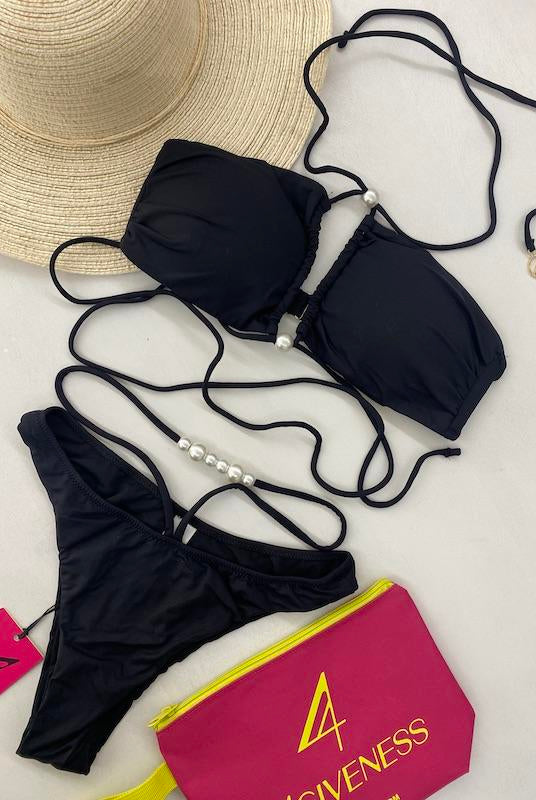 Bikini Donna 4Giveness Fascia con perle Nero