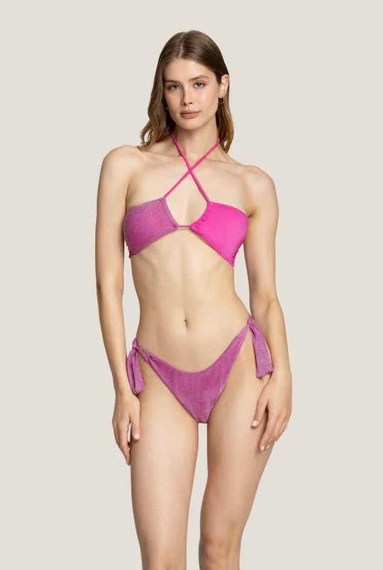 Bikini Donna 4Giveness con fascia incrocio e slip con laccetti Fucsia BK5310