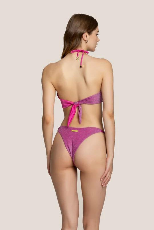 Bikini Donna 4Giveness con fascia incrocio e slip con laccetti Fucsia BK5310