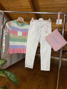 Pantalone Bianco Bambina Vicolo con fiocco ANNI 10 e 14