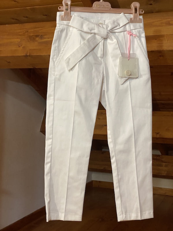Pantalone Bianco Bambina Vicolo con fiocco ANNI 10 e 14