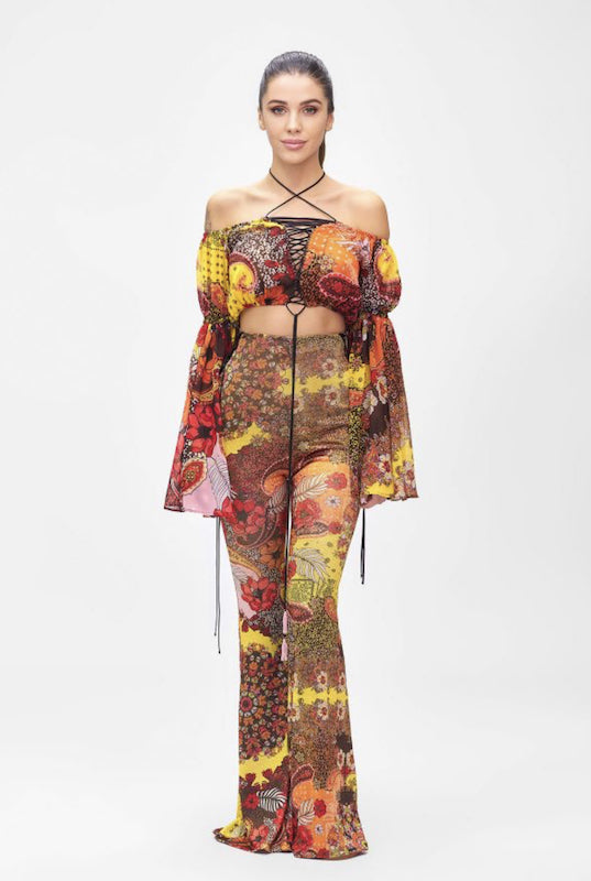 Pantalone a zampa Summer of Love Effek Taglia S