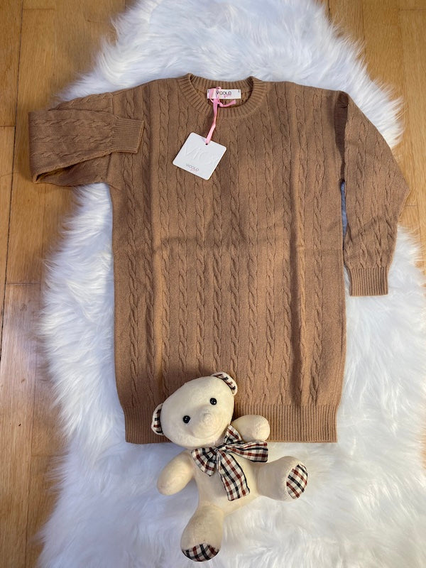 Maglione Lungo Bambina Vicolo Girl motivo trecce Anni 8