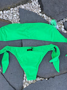 Bikini Fascia e slip Brasiliano regolabile Verde Fluo Visionary dose Effek Taglia LG