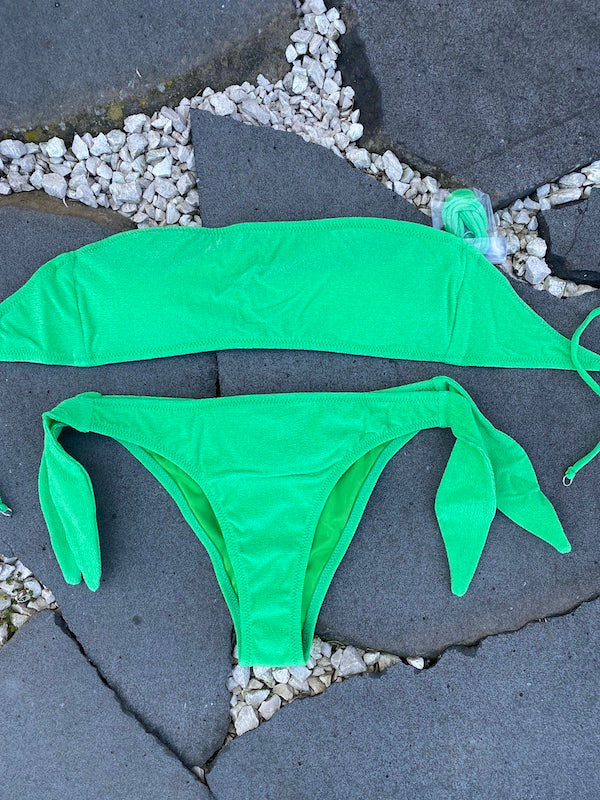 Bikini Fascia e slip Brasiliano regolabile Verde Fluo Visionary dose Effek Taglia LG