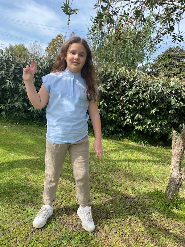 Pantalone per bambina in lino Vicolo Girl