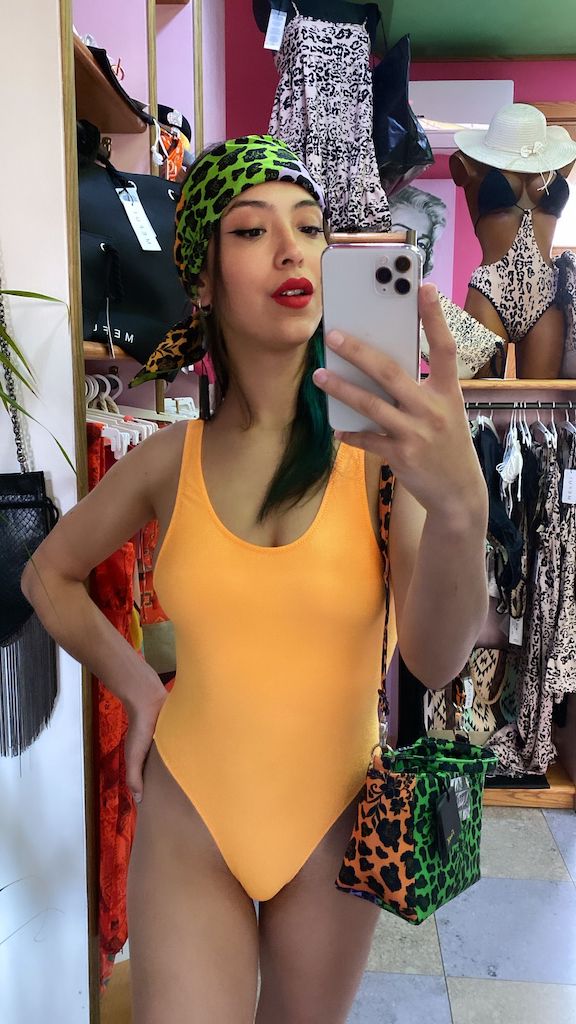 Monokini Effek Tinta Unita Arancio Taglia M e L