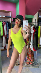 Monokini Effek Tinta Unita Giallo Fluo Taglia L