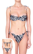 Bikini reggiseno e slip laccetti brasiliano regolabile Frou frou Striped Effek Taglia L