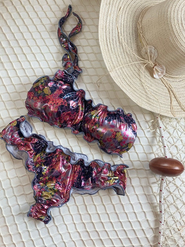 Bikini fascia monospalla e slip brasiliano fianco alto Flourish Effek Taglia M